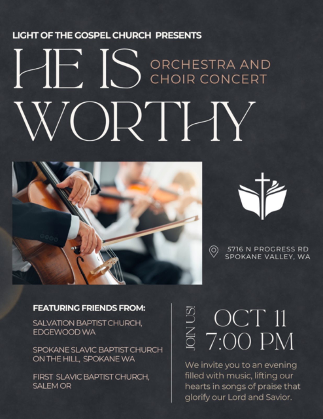 He Is Worthy concert flyer